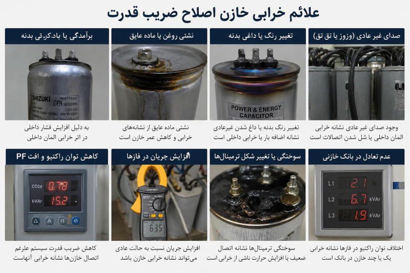 علائم خرابی خازن اصلاح ضریب قدرت