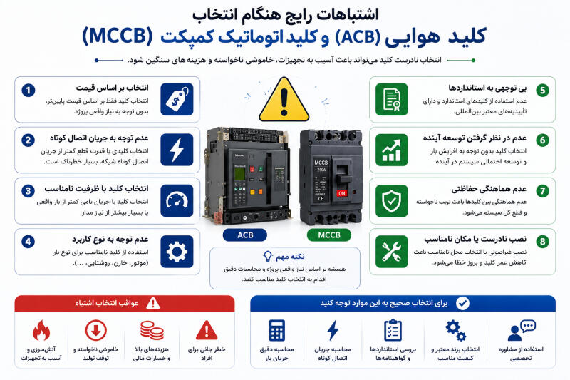 اشتباهات رایج هنگام انتخاب کلید هوایی و کلید اتوماتیک کمپکت