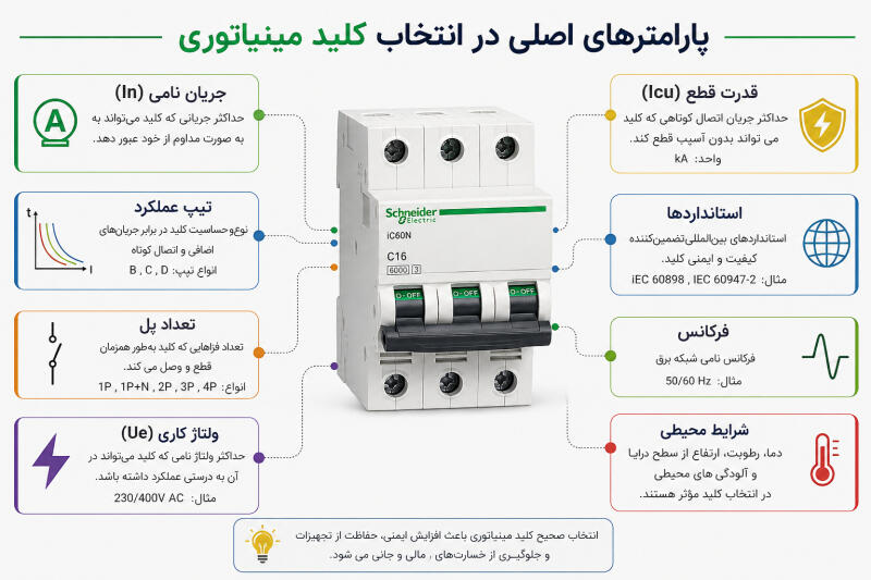 پارامترهای اصلی در انتخاب کلید مینیاتوری