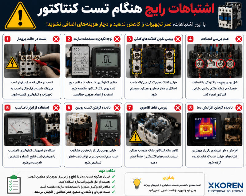 اشتباهات رایج هنگام تست کنتاکتور