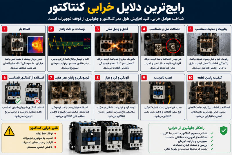 رایج ترین دلایل خرابی کنتاکتور