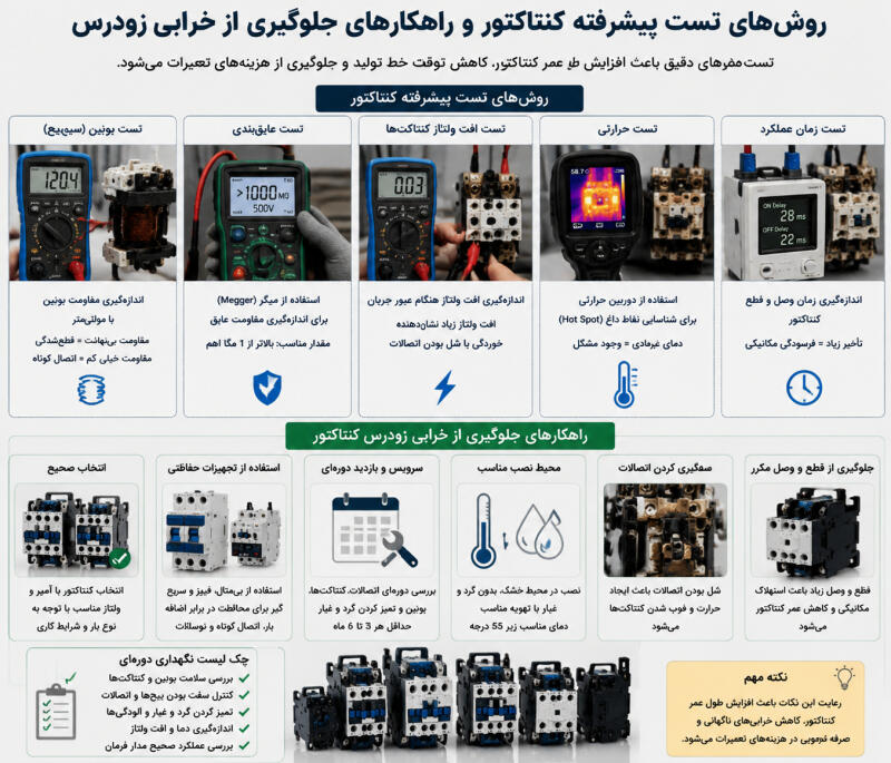 روش های تست پیشرفته کنتاکتور و راهکارهای جلوگیری از خرابی زودرس