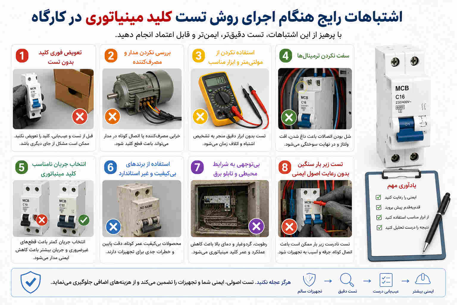 اشتباهات تست کلید مینیاتوری در کارگاه