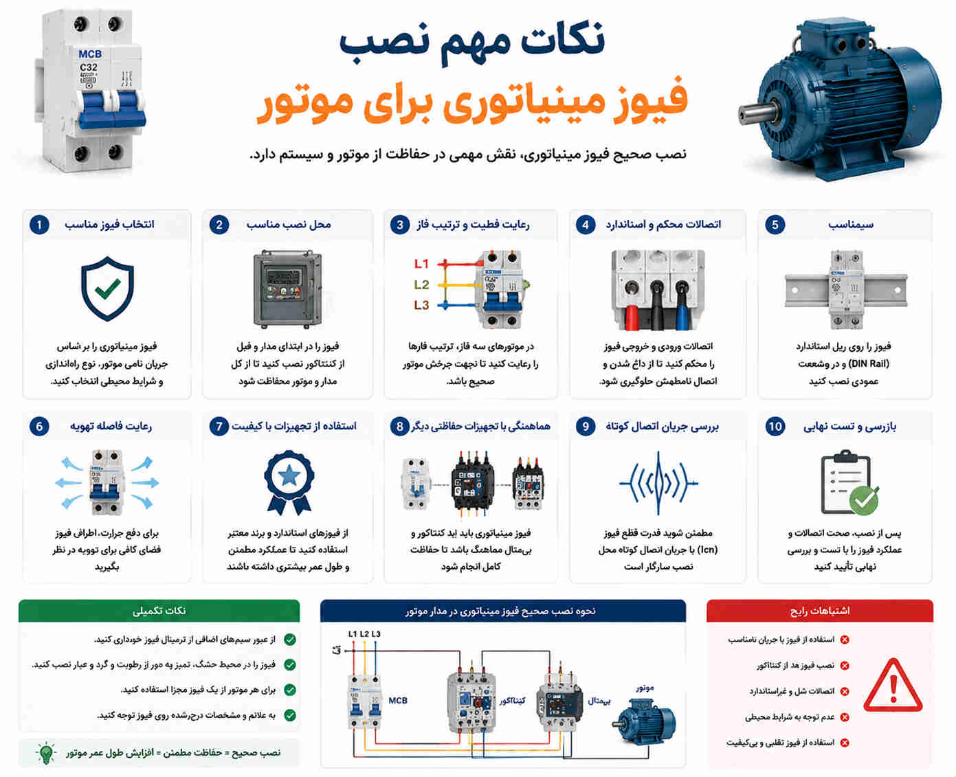 نکات مهم نصب فیوز مینیاتوری برای موتور