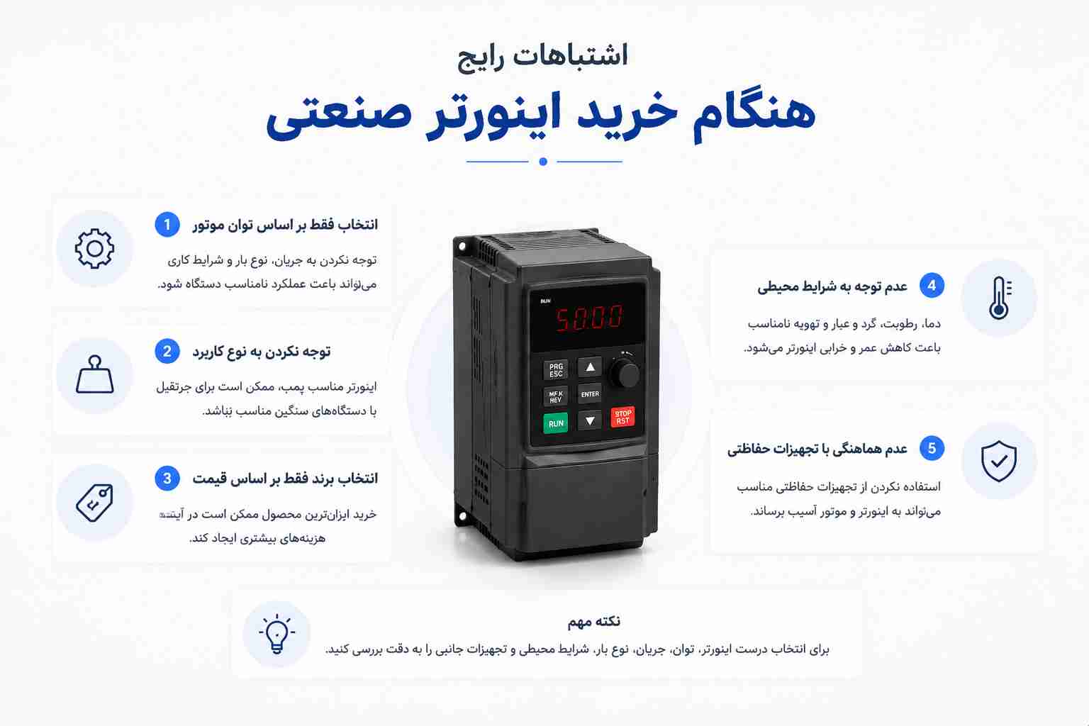 اشتباهات رایج هنگام خرید اینورتر صنعتی
