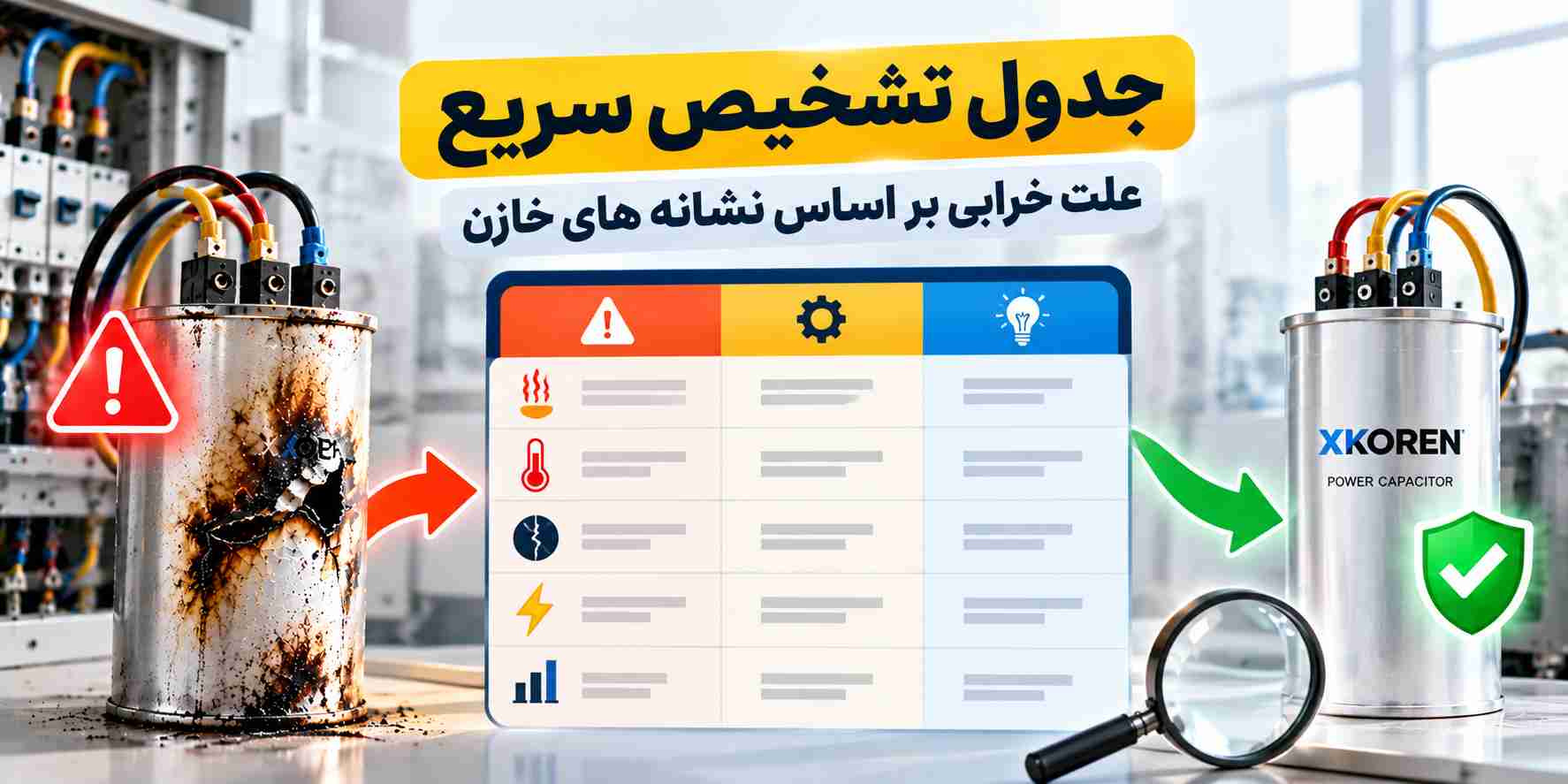 تشخیص سریع علت خرابی خازن