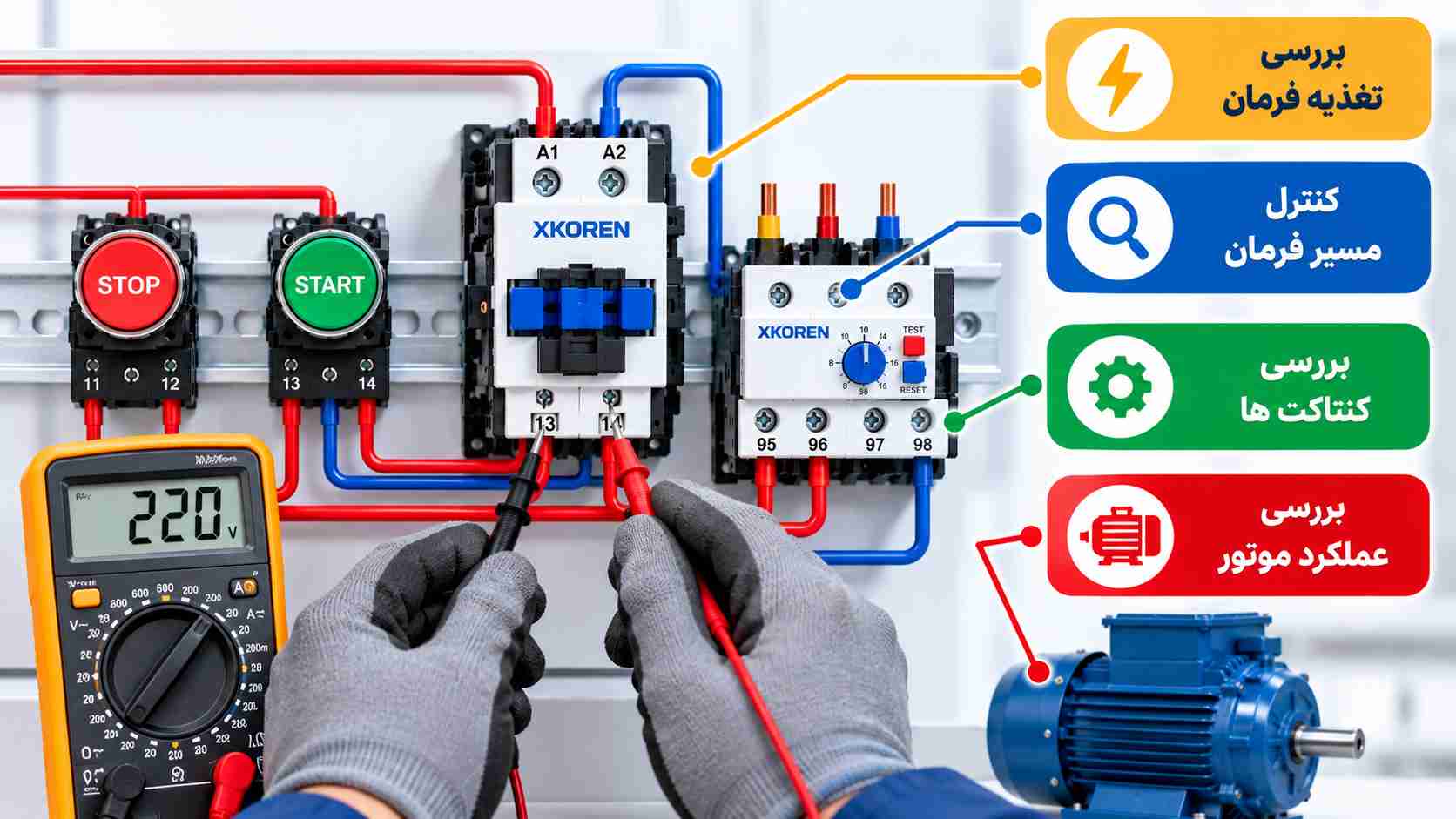 روش عیب یابی مدار فرمان کنتاکتور و بیمتال